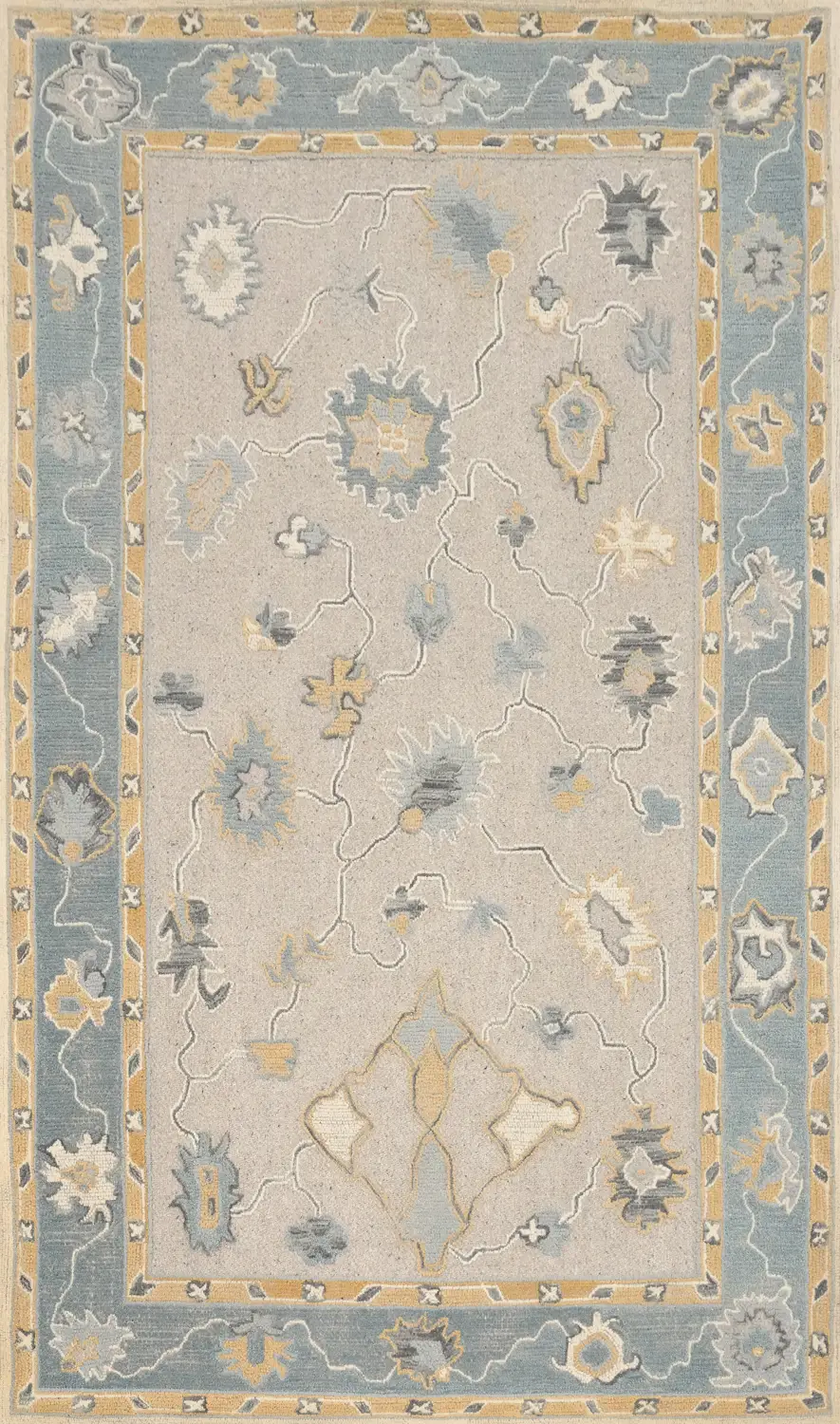 Gray Wool Oushak Oriental Area Rug 5x8