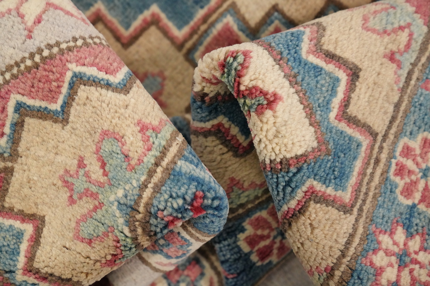 Geometric Gray Kazak Vegetable Dye Area Rug 10x13
