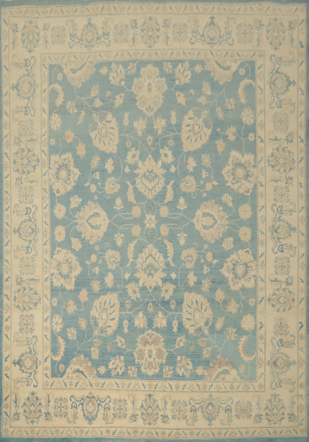 Blue Floral Kazak Vegetable Dye Area Rug 8x10