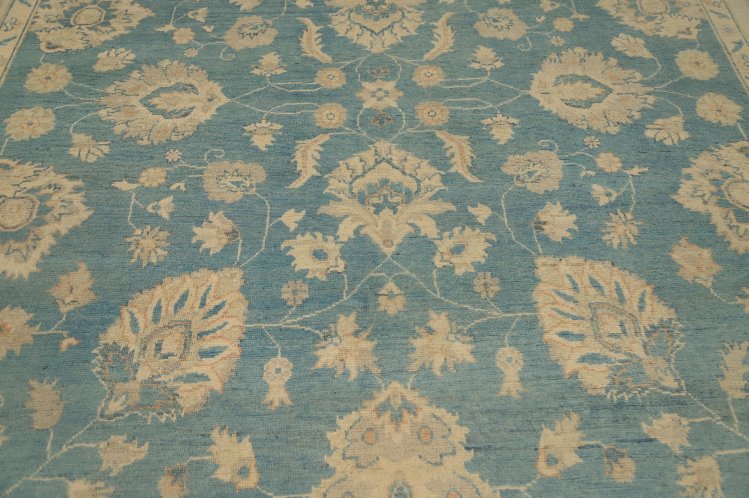 Blue Floral Kazak Vegetable Dye Area Rug 8x10