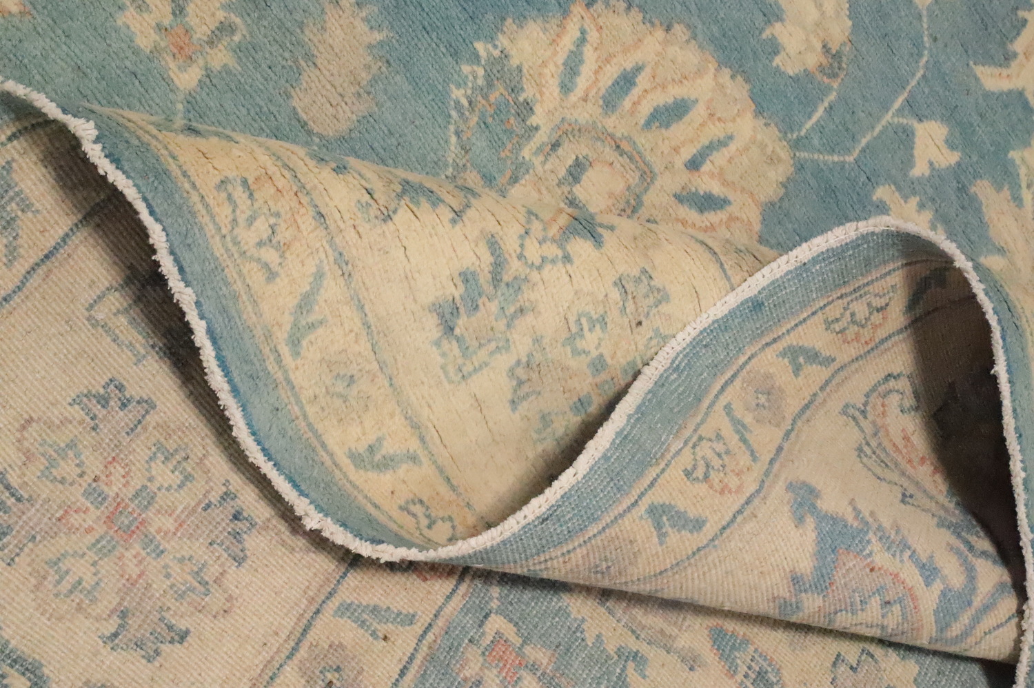 Blue Floral Kazak Vegetable Dye Area Rug 8x10