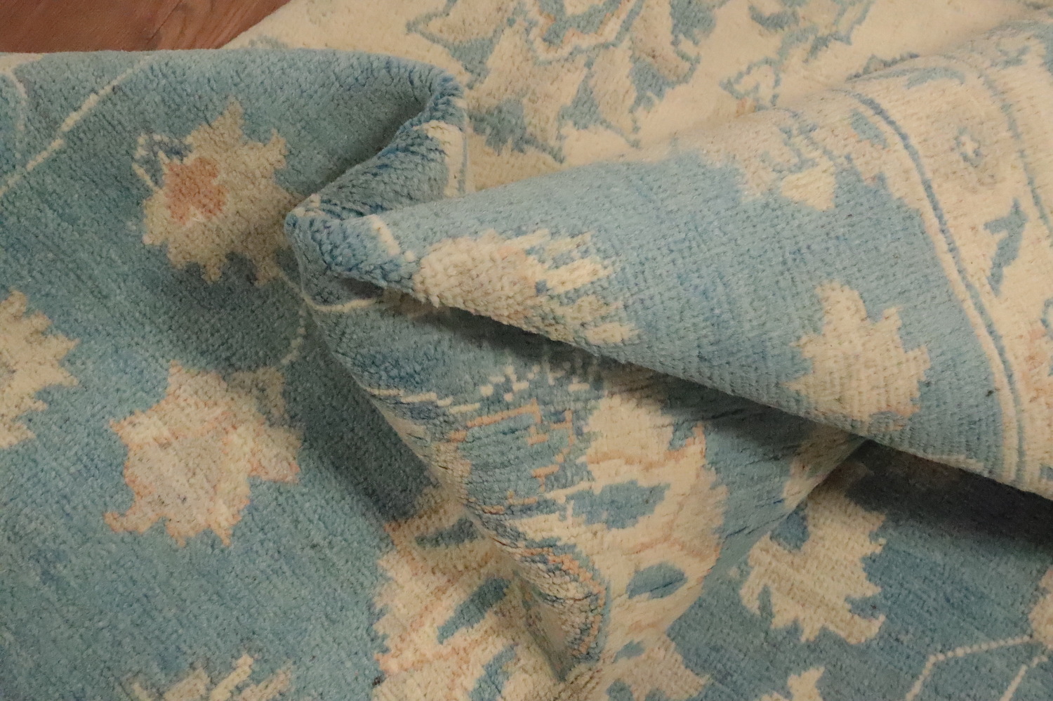 Blue Floral Kazak Vegetable Dye Area Rug 8x10