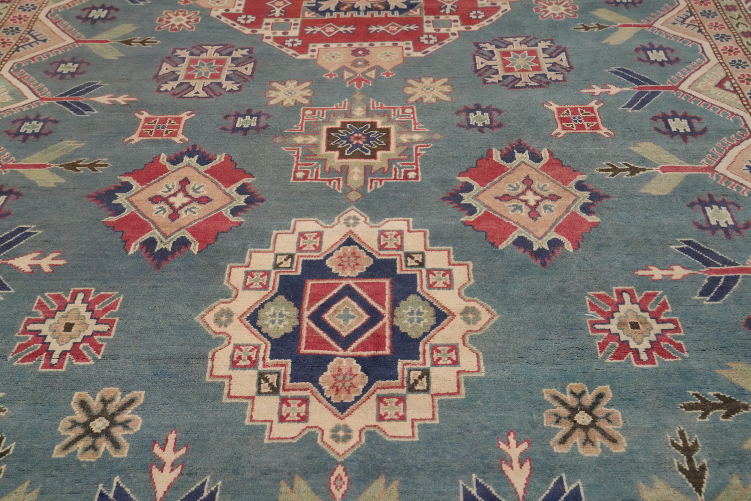 Geometric Kazak Vegetable Dye Large Rug 9x16