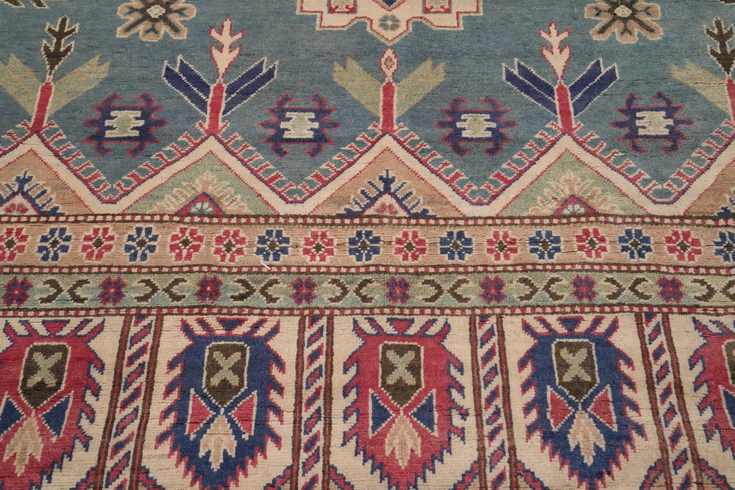 Geometric Kazak Vegetable Dye Large Rug 9x16