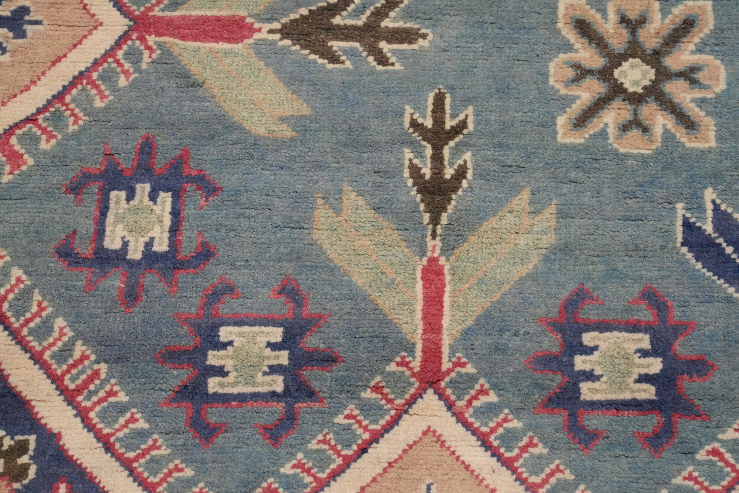 Geometric Kazak Vegetable Dye Large Rug 9x16