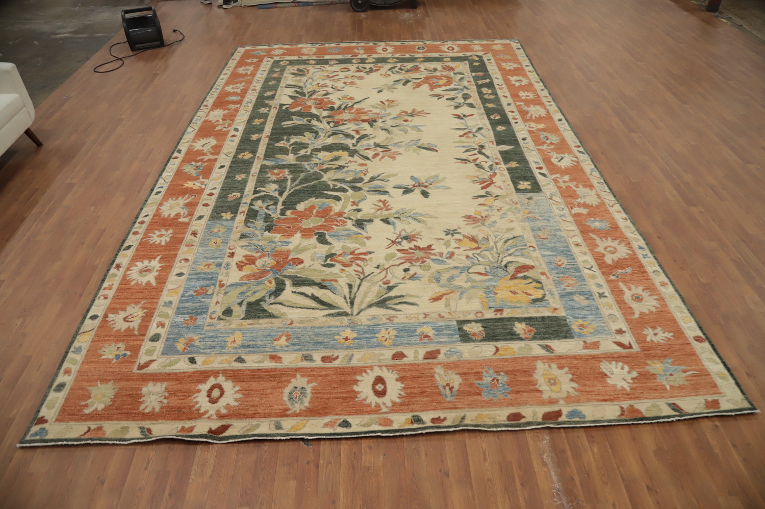 Floral Oushak Vegetable Dye Large Rug 10x15