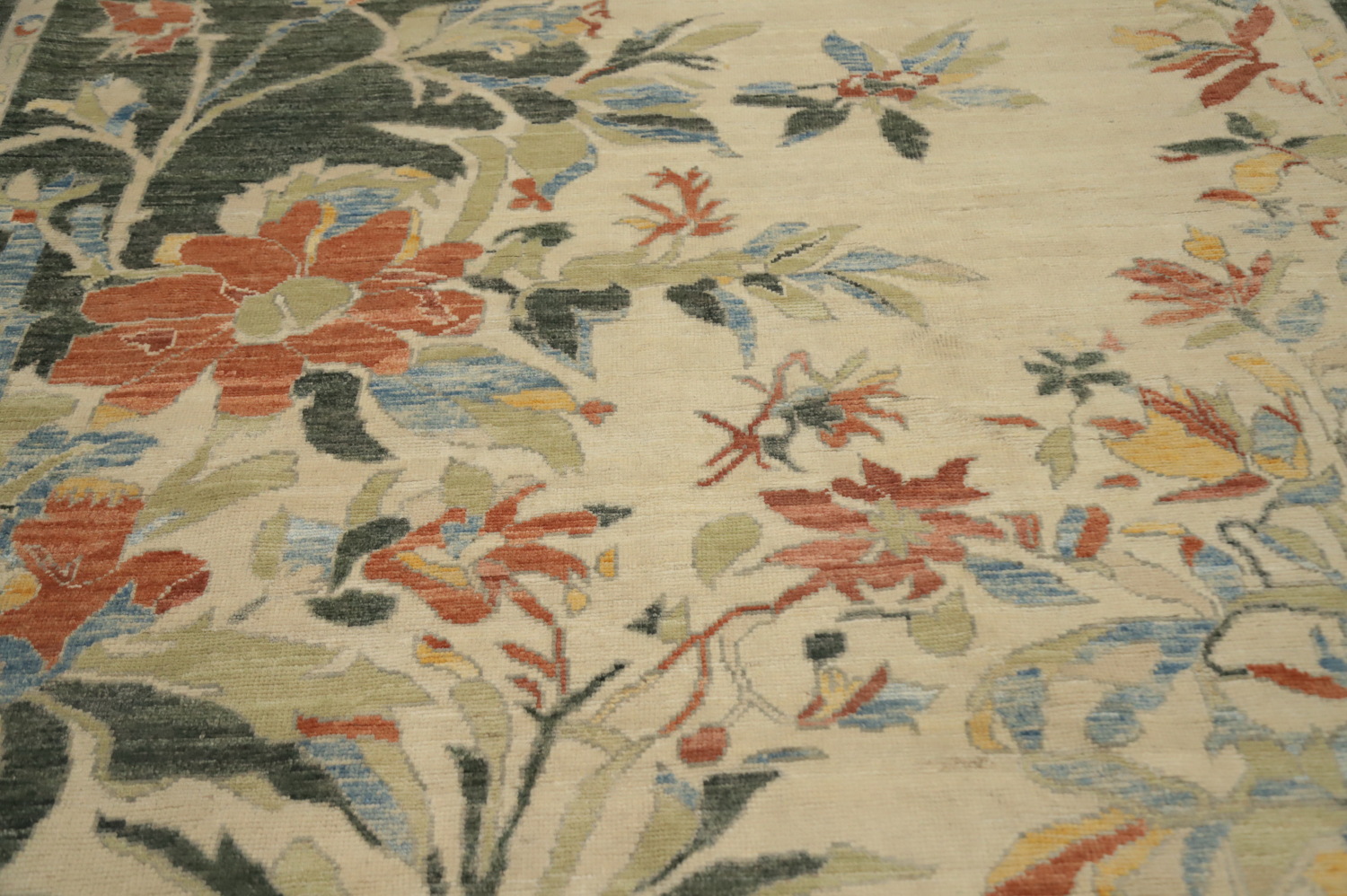 Floral Oushak Vegetable Dye Large Rug 10x15