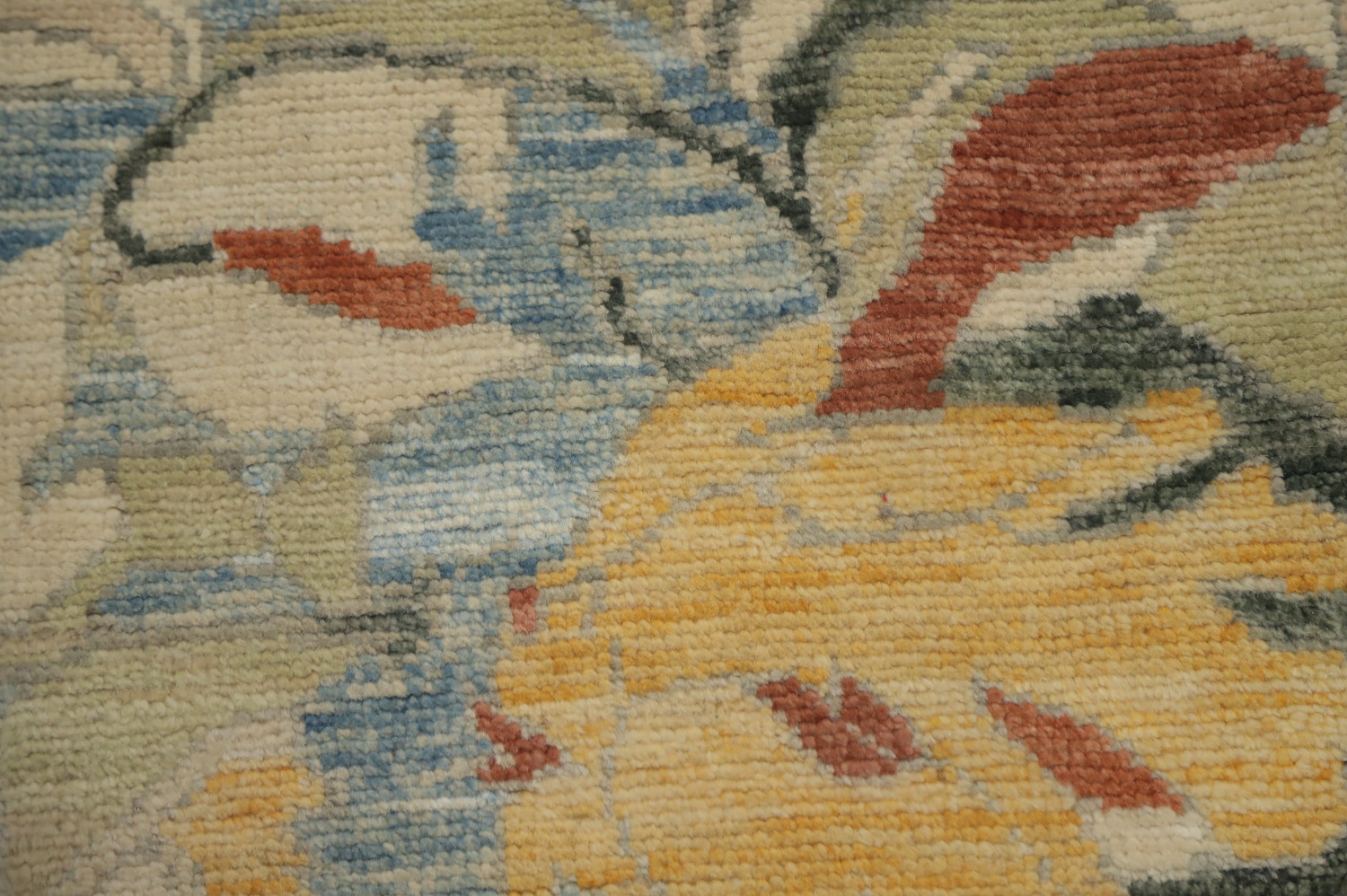 Floral Oushak Vegetable Dye Large Rug 10x15