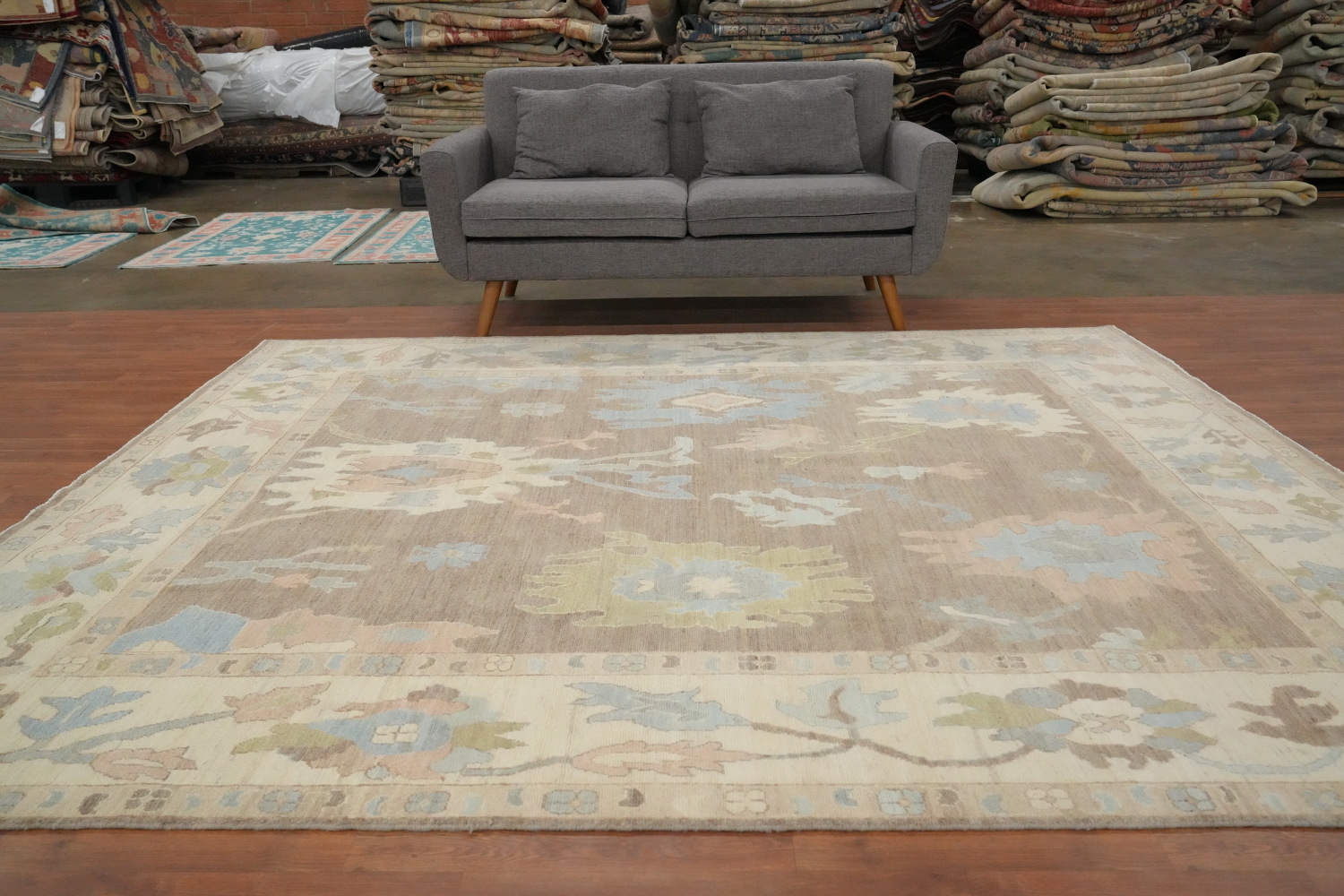 Vegetable Dye Brown Oushak Handmade Area Rug 8x9