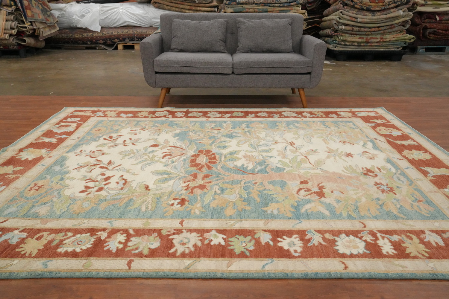 Floral Wool Oushak Vegetable Dye Area Rug 8x10