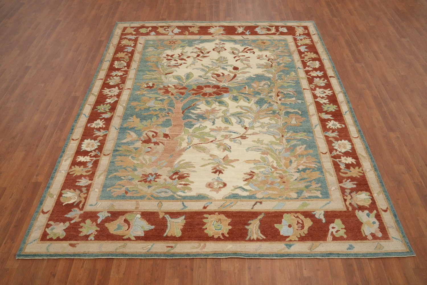 Floral Wool Oushak Vegetable Dye Area Rug 8x10
