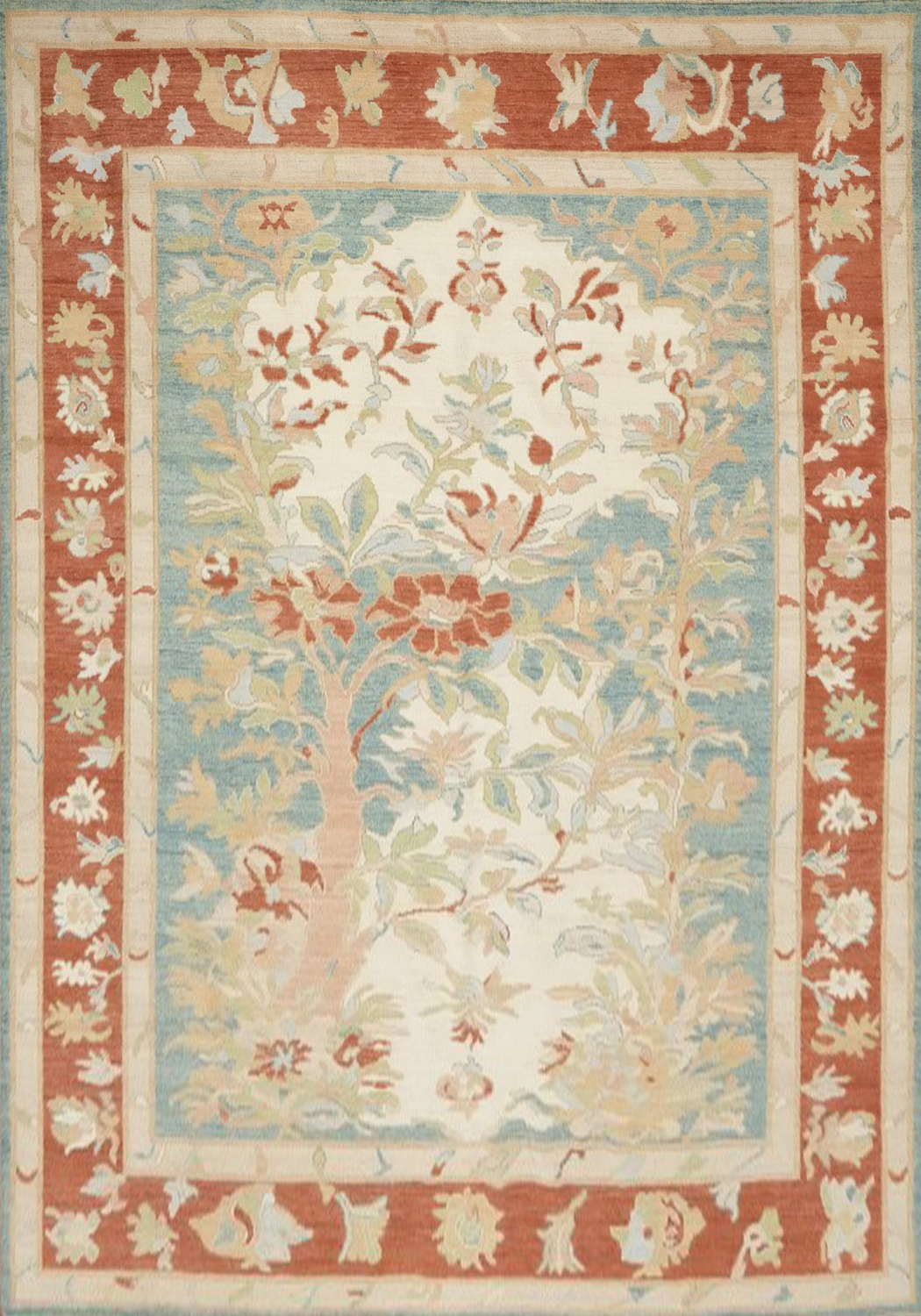 Floral Wool Oushak Vegetable Dye Area Rug 8x10