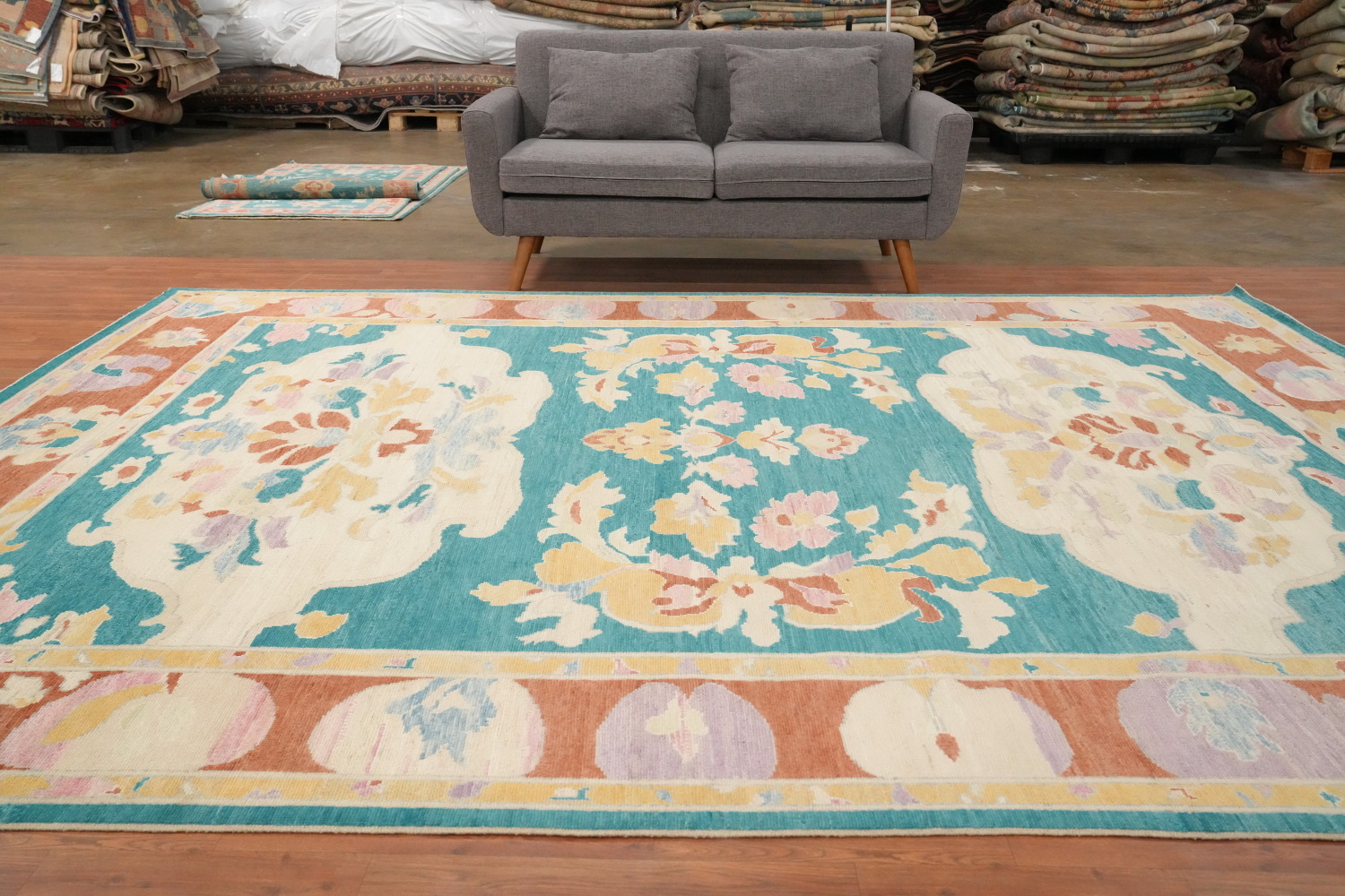 Vegetable Dye Wool Kazak Large Area Rug 10x12