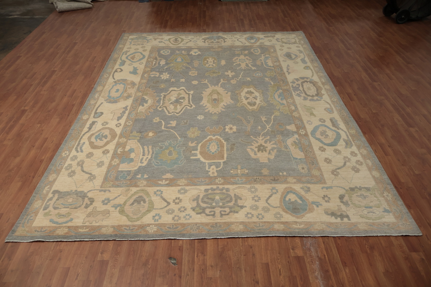 Vegetable Dye Oushak Gray Wool Large Rug 10x14