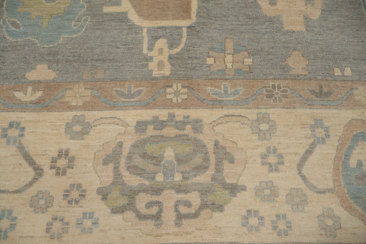 Vegetable Dye Oushak Gray Wool Large Rug 10x14
