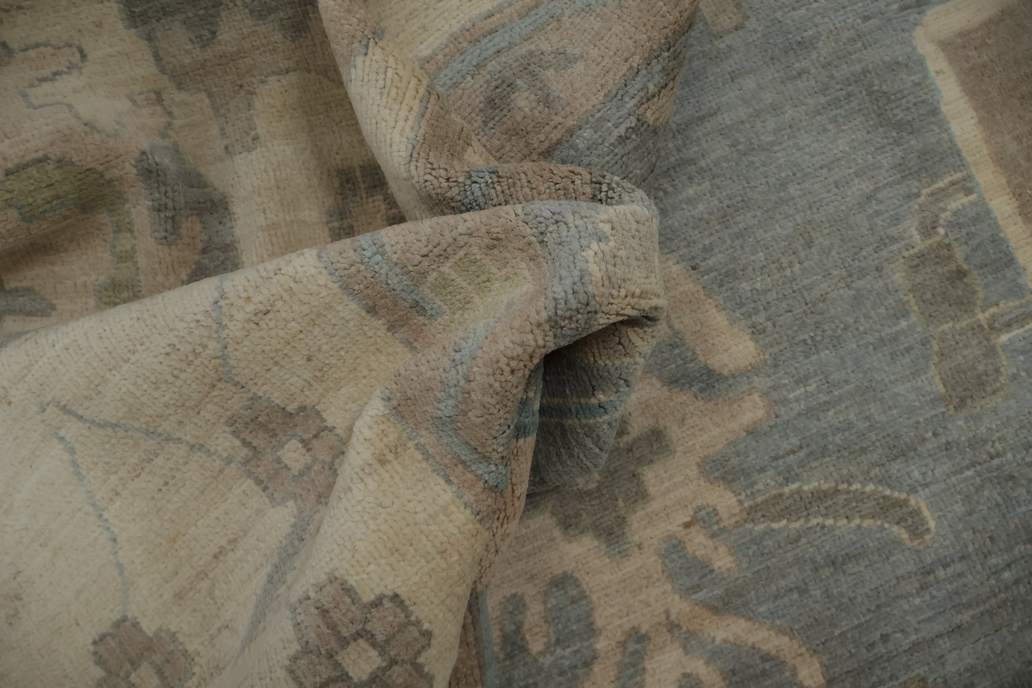 Vegetable Dye Oushak Gray Wool Large Rug 10x14