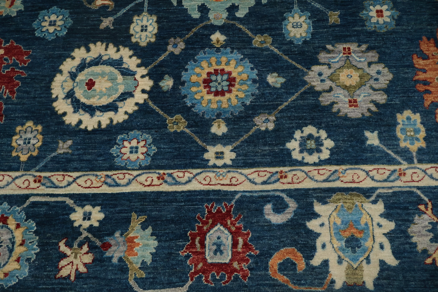 Handmade Blue Ziegler Vegetable Dye Area Rug 9x12