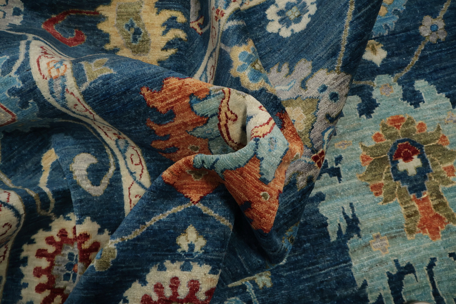 Handmade Blue Ziegler Vegetable Dye Area Rug 9x12
