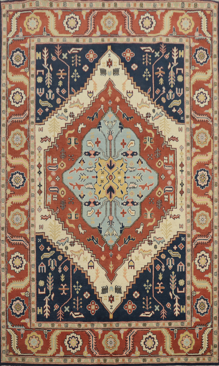 Vegetable Dye Heriz Serapi Handmade Area Rug 6x9