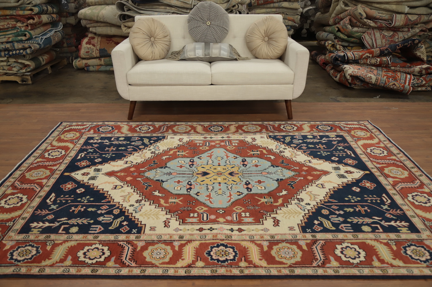 Vegetable Dye Heriz Serapi Handmade Area Rug 6x9