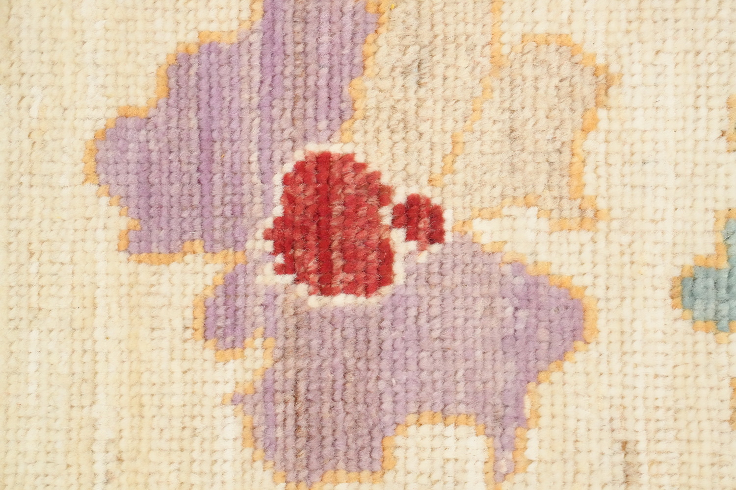 Blue Floral Square Oushak Vegetable Dye Area Rug 8x8