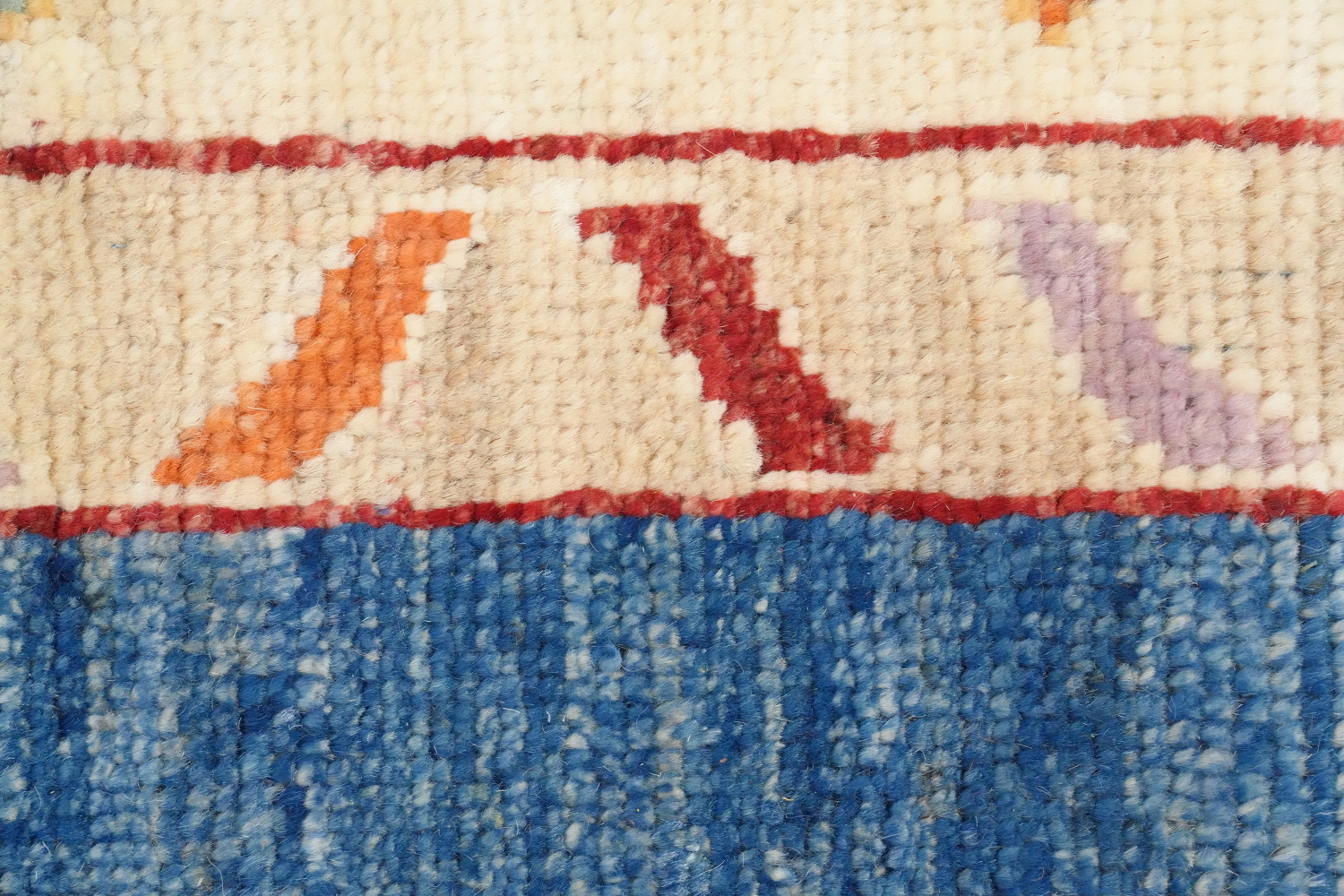 Blue Floral Square Oushak Vegetable Dye Area Rug 8x8