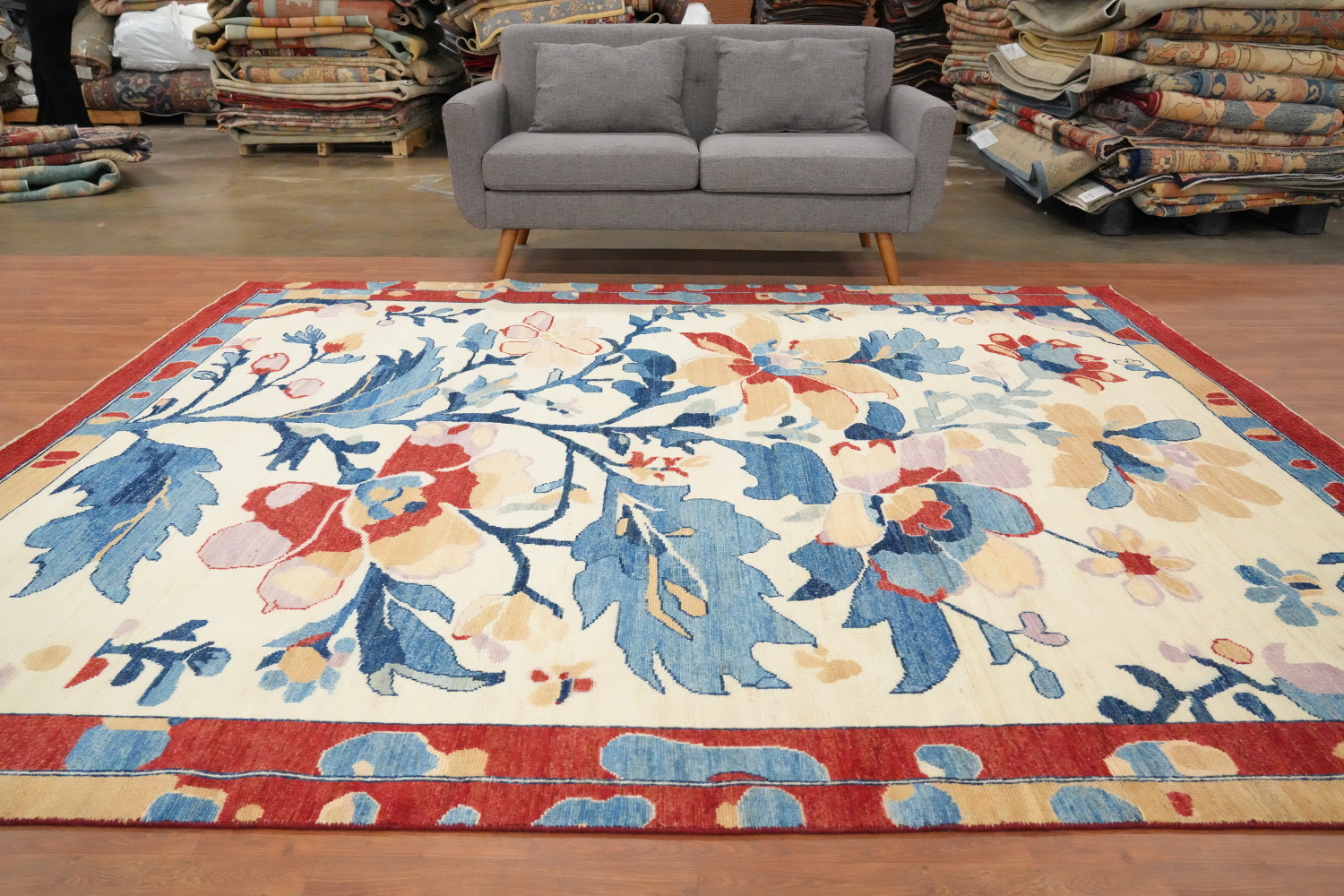 Vegetable Dye Oushak Floral Wool Area Rug 8x10