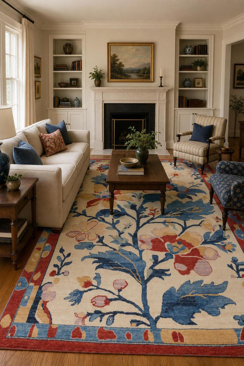 Vegetable Dye Oushak Floral Wool Area Rug 8x10