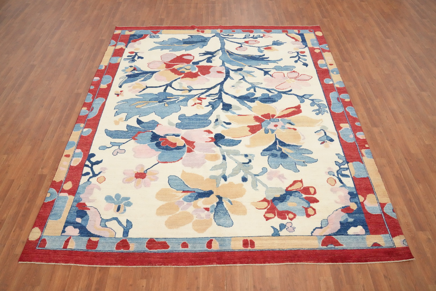 Ivory Wool Floral Oushak Vegetable Dye Area Rug 8x10