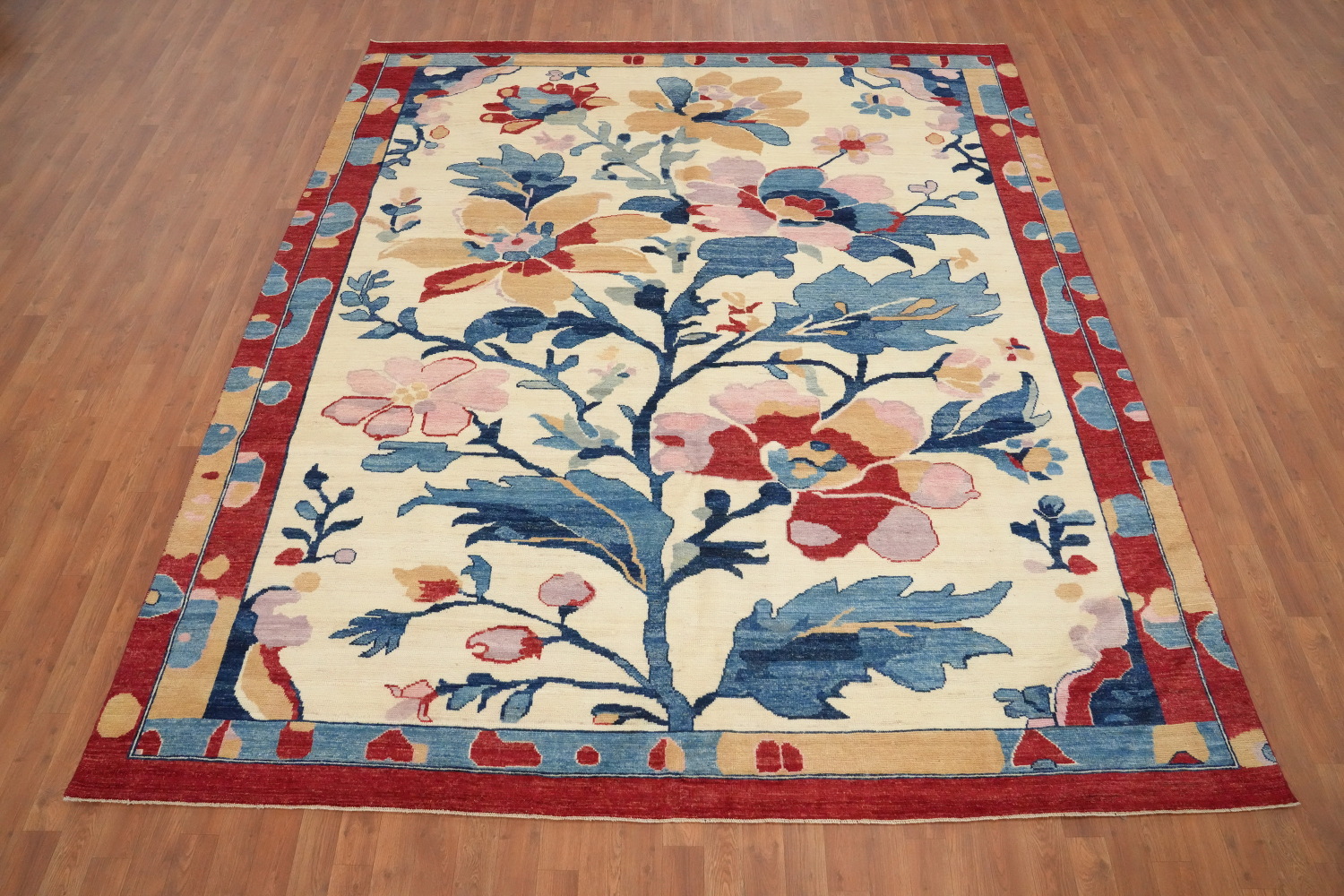 Ivory Wool Floral Oushak Vegetable Dye Area Rug 8x10