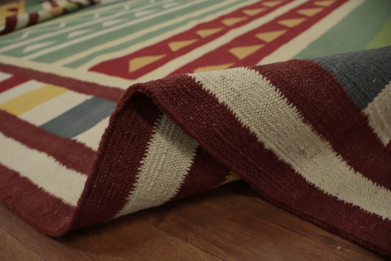 Eclectic Design Kilim Area Rug 10x13 with Intricate Geometric Patterns