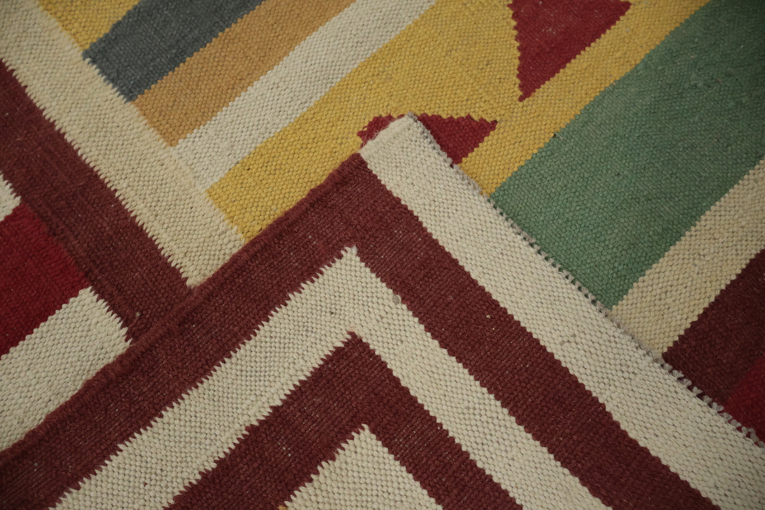 Eclectic Design Kilim Area Rug 10x13 with Intricate Geometric Patterns