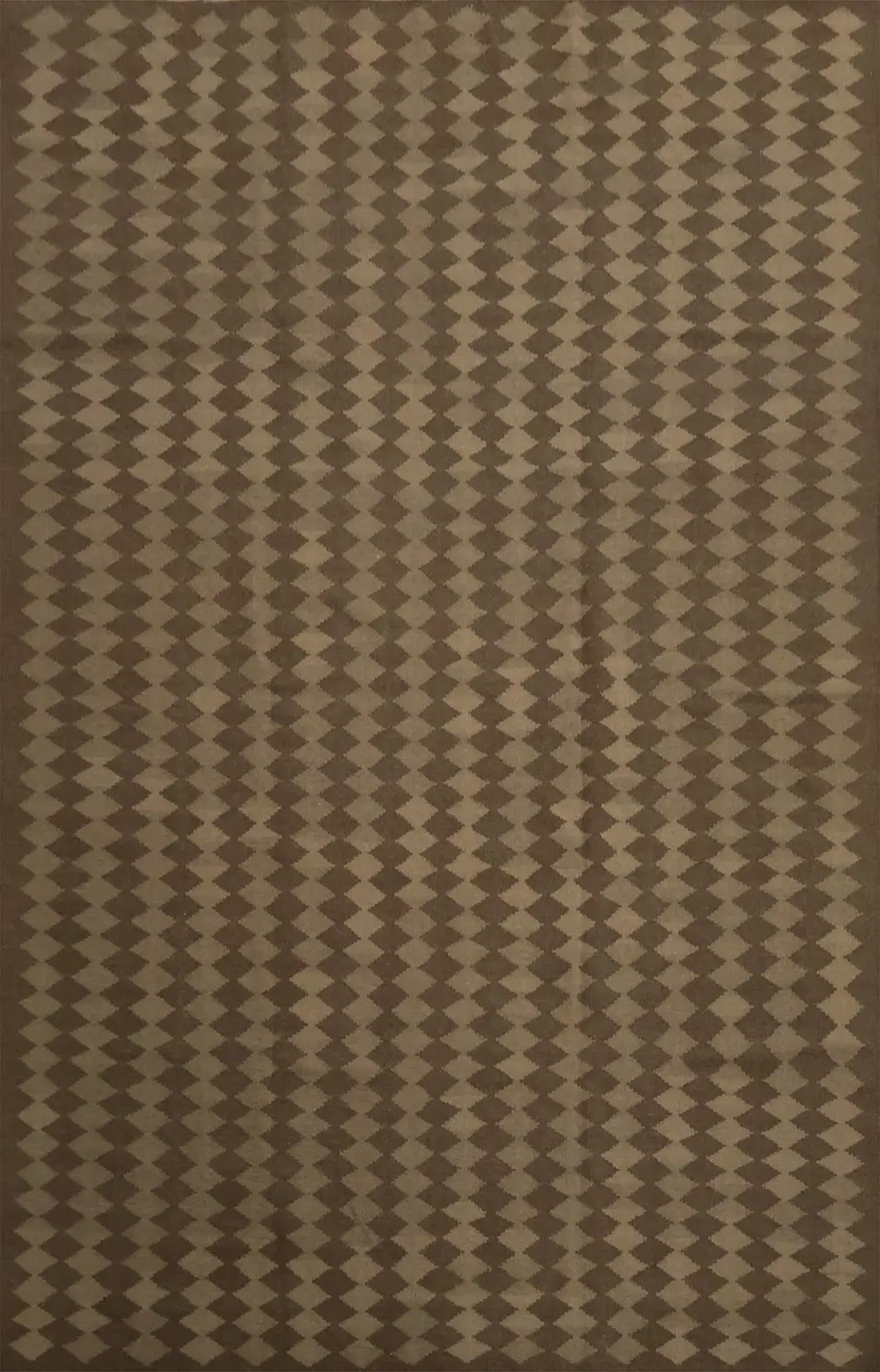 Modern Brown Luxe Diamond-Patterned Kilim Area Rug 10x13