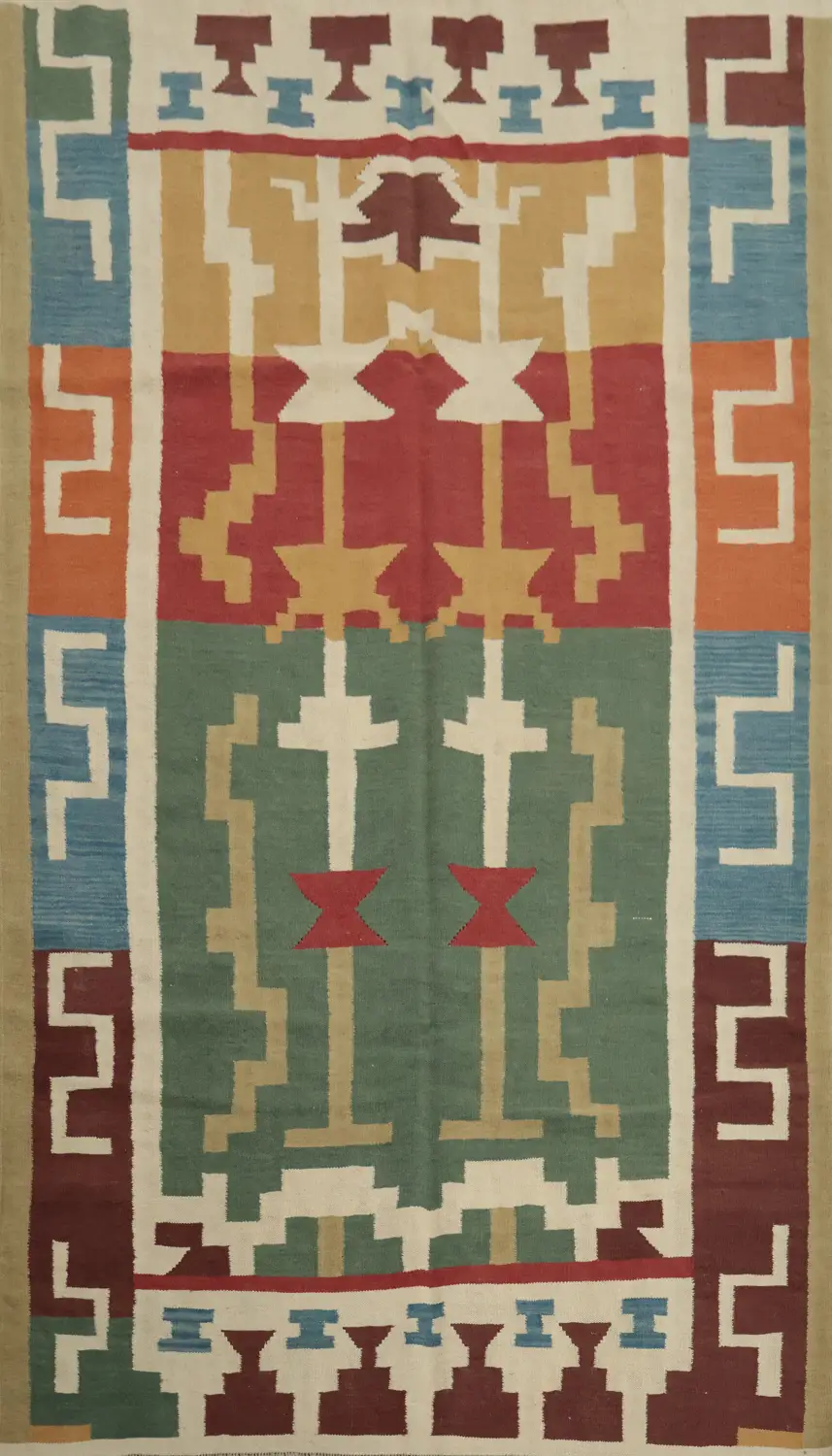 Geometric Kilim Area Rug 6x9 for Bohemian Home Decor