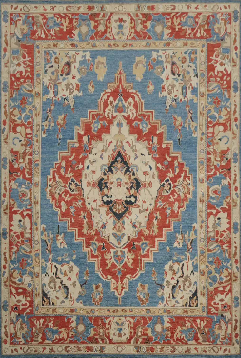 Vegetable Dye Heriz Serapi Blue Large Area Rug 9x12
