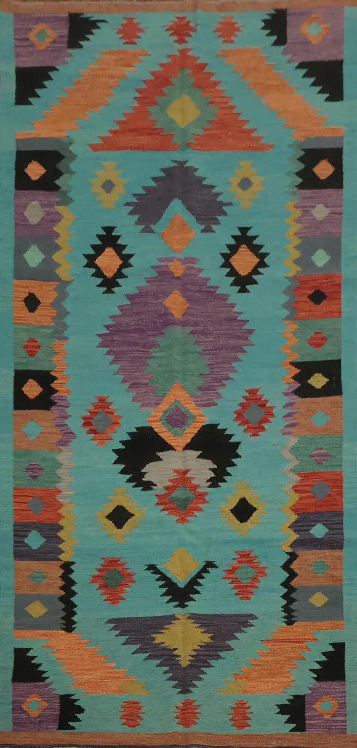 Vibrant Kilim Area Rug 5x12 for a Modern Boho Living Room