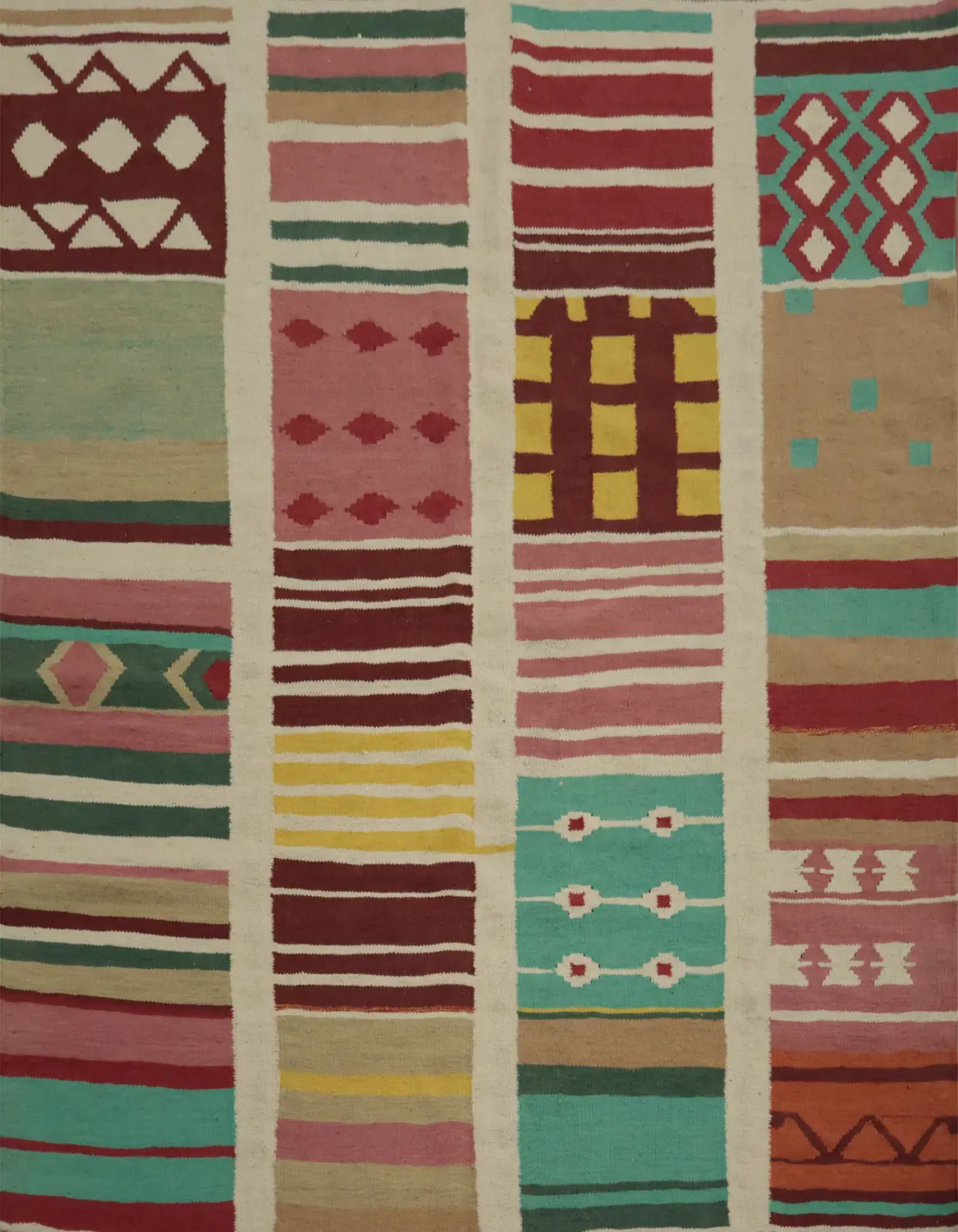 Square Wool Geometric Kilim Area Rug 6x6