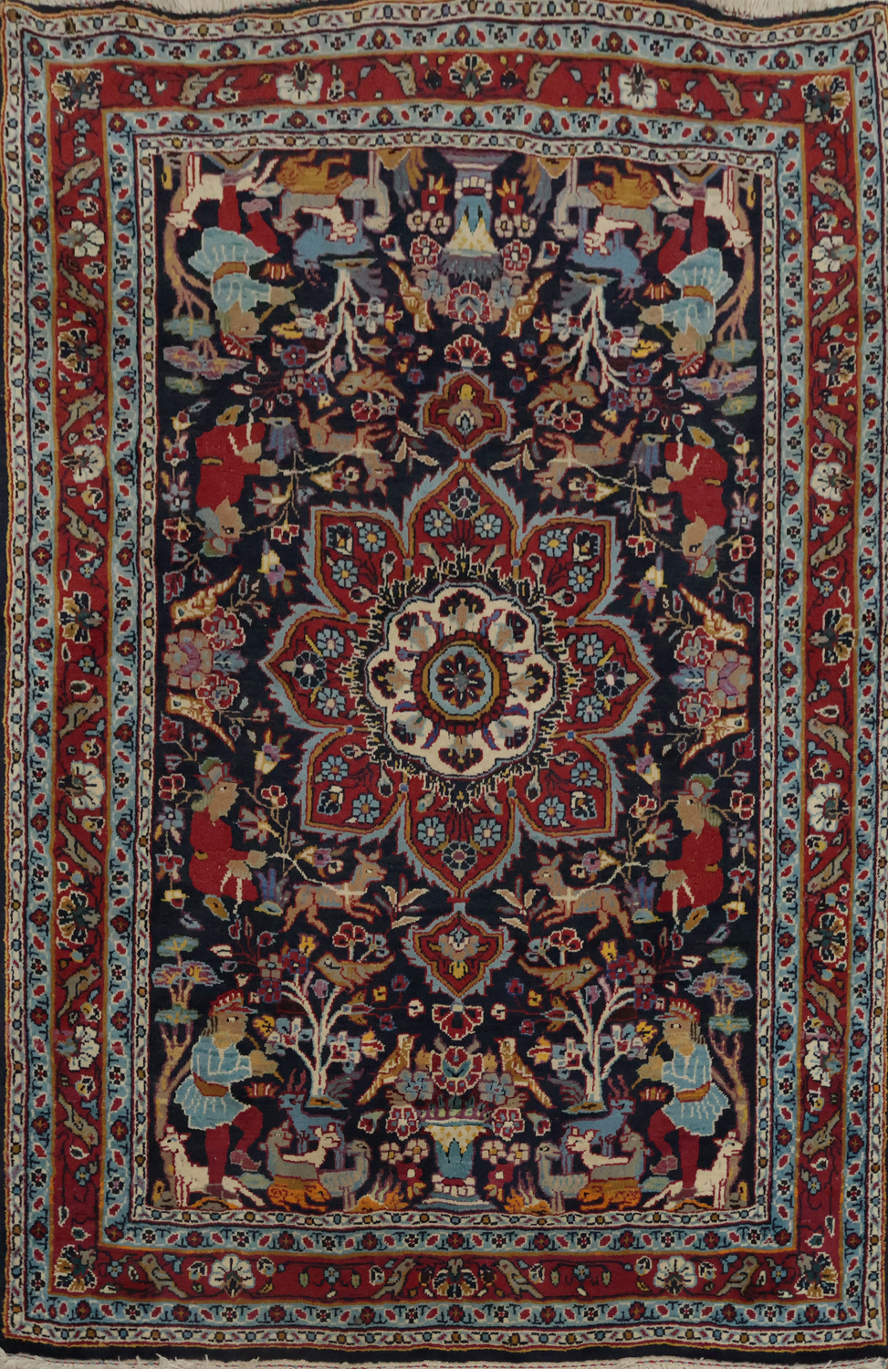 Detailed Rug Richly Detailed Kashan Persian Rug 4x5 Featuring Cultural Motifs