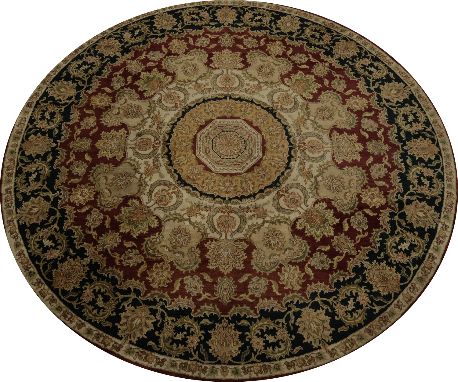 Vegetable Dye Agra Round Area Rug 12x12 with Luxurious Details