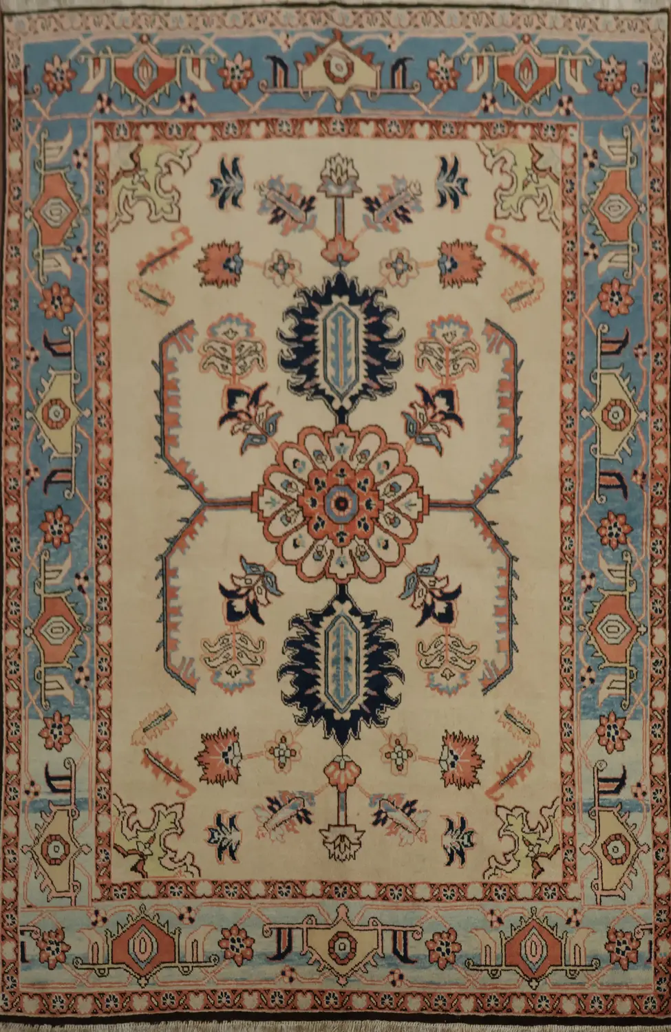 Rich Heriz serapi Persian Area Rug 6x8 with Artful Border and Central Theme