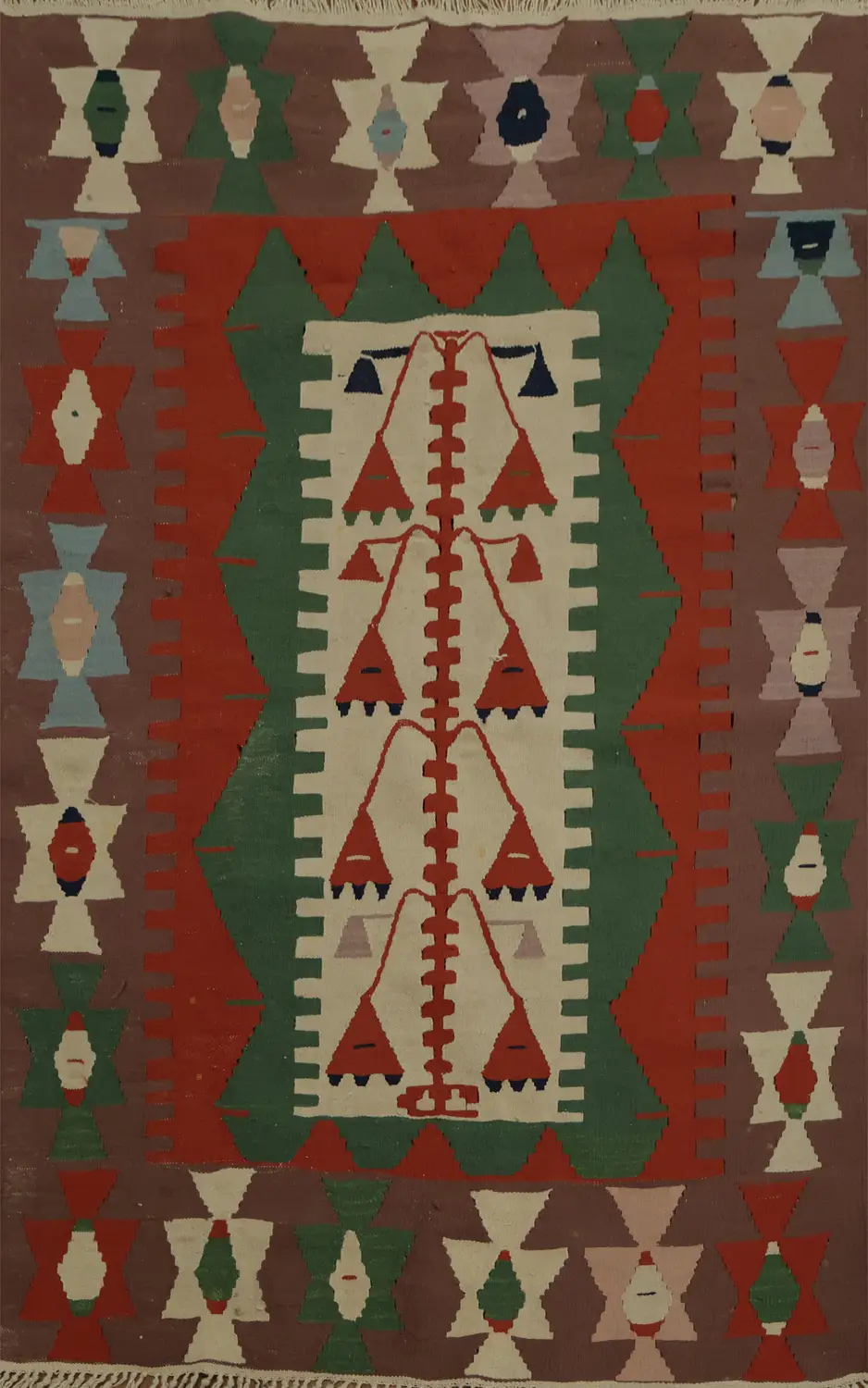 Unique Artistic Crafted Geometric Kilim Persian Rug 4x5