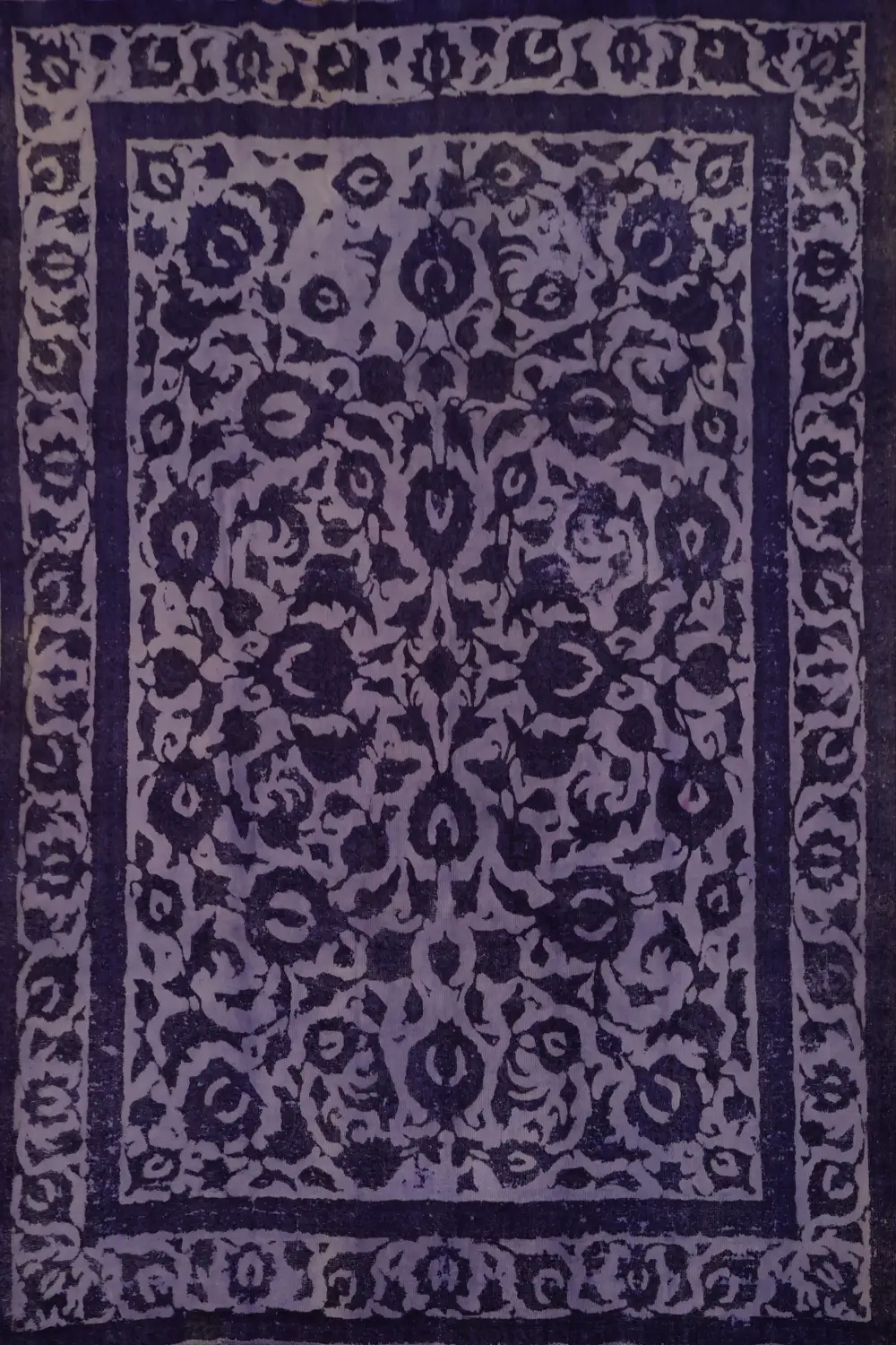 Over-Dyed Indigo and Violet Botanical Tabriz Persian Area Rug 9x12