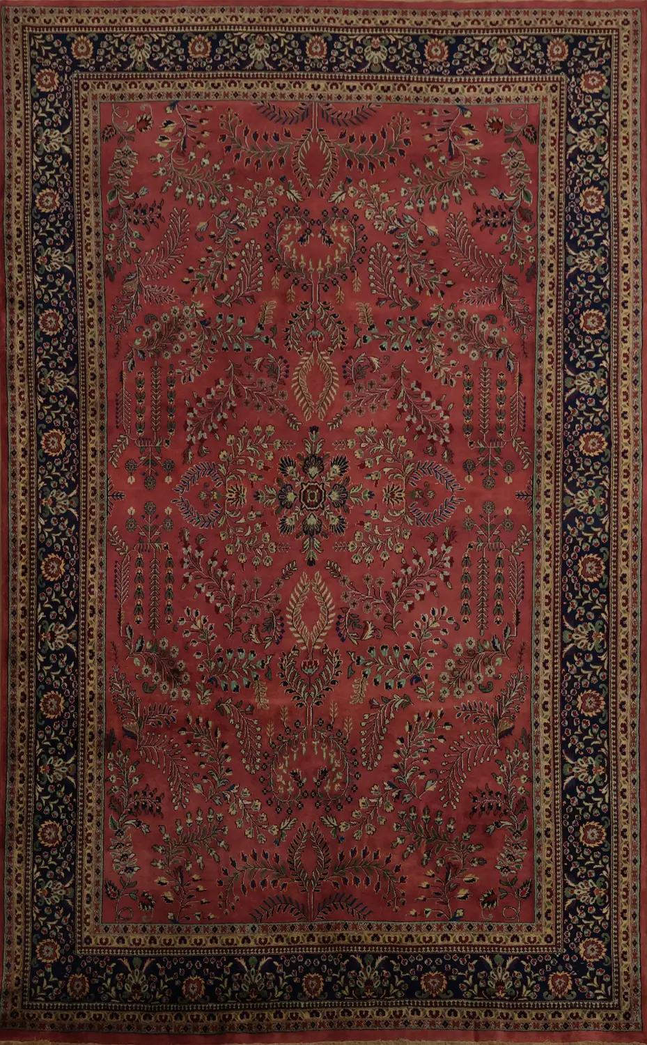 Elegant Handmade Sarouk Area Rug 8x12 Decorative Symmetry
