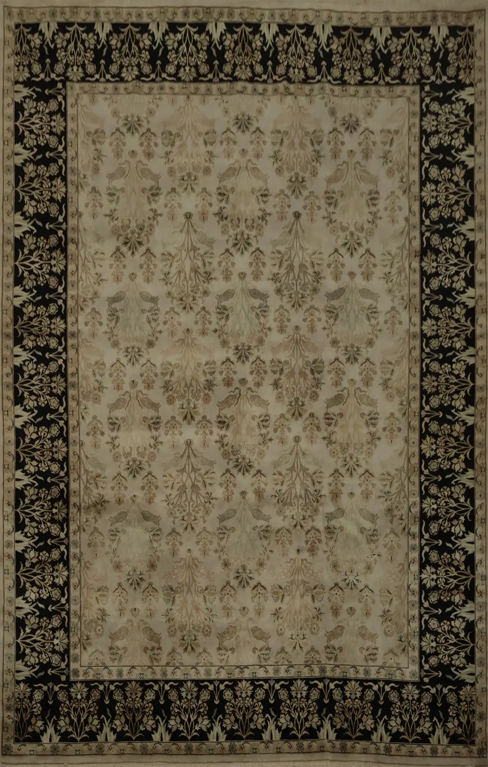 Timeless Floral Ziegler Area Rug 9x12 with Ornate Black Border