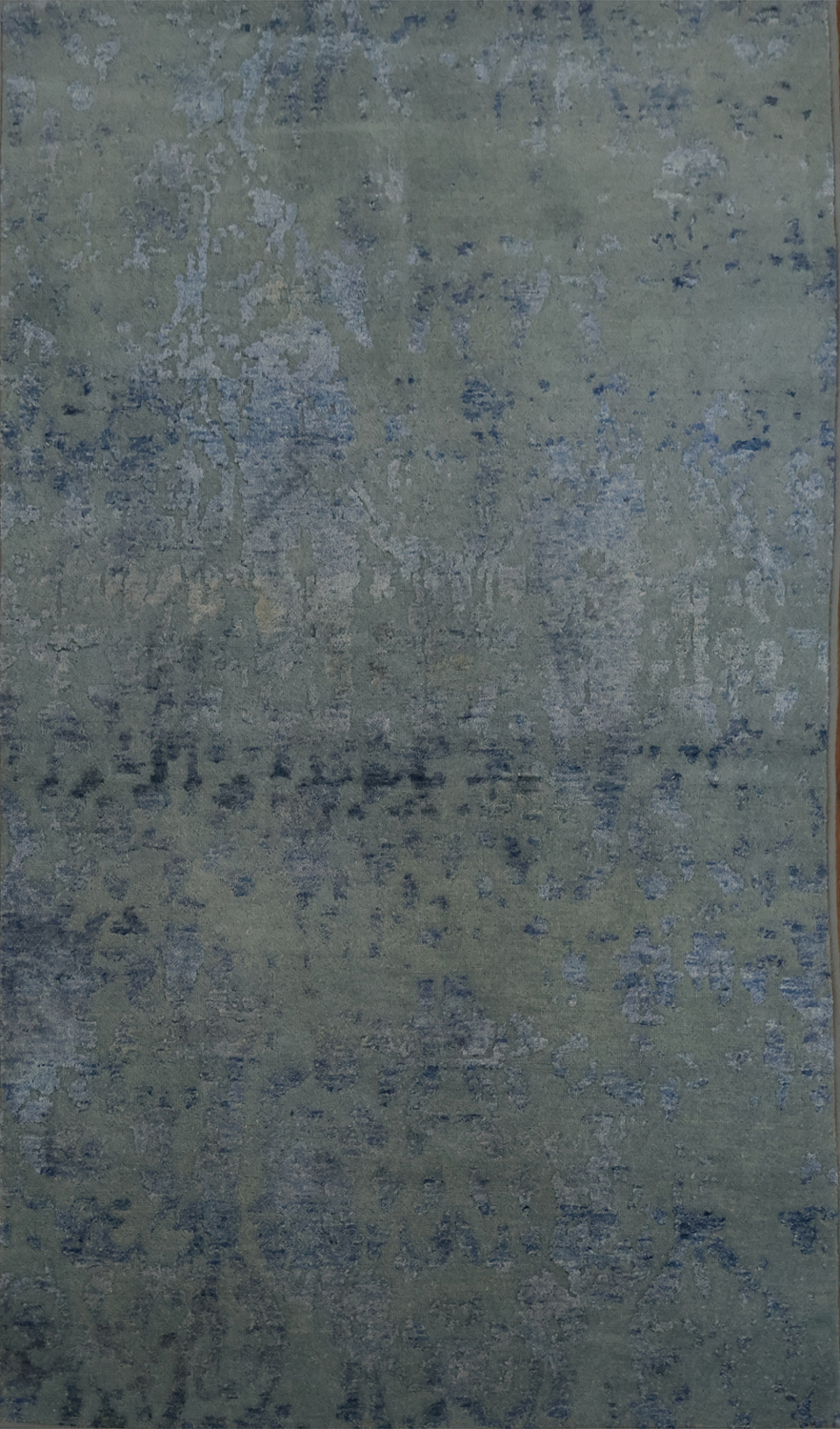 Modern Subtle Design Rug Abstract Design Modern Oriental Rug 3x6 Subtle Blue Shades