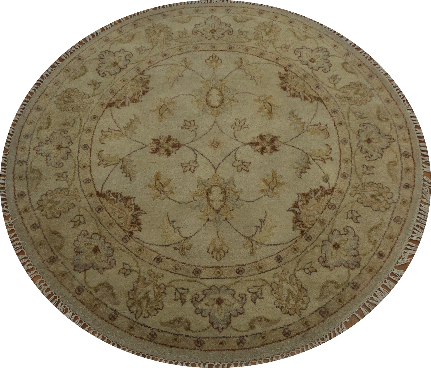 Timeless Peshawar Round Rug 4x4 with Intricate and Warm Tones