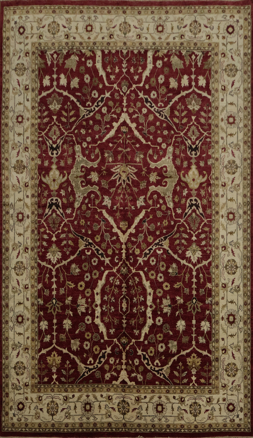Maroon Rug Patterns Luxurious Maroon and Beige Floral Motif Rug for Elegant Spaces 10x15