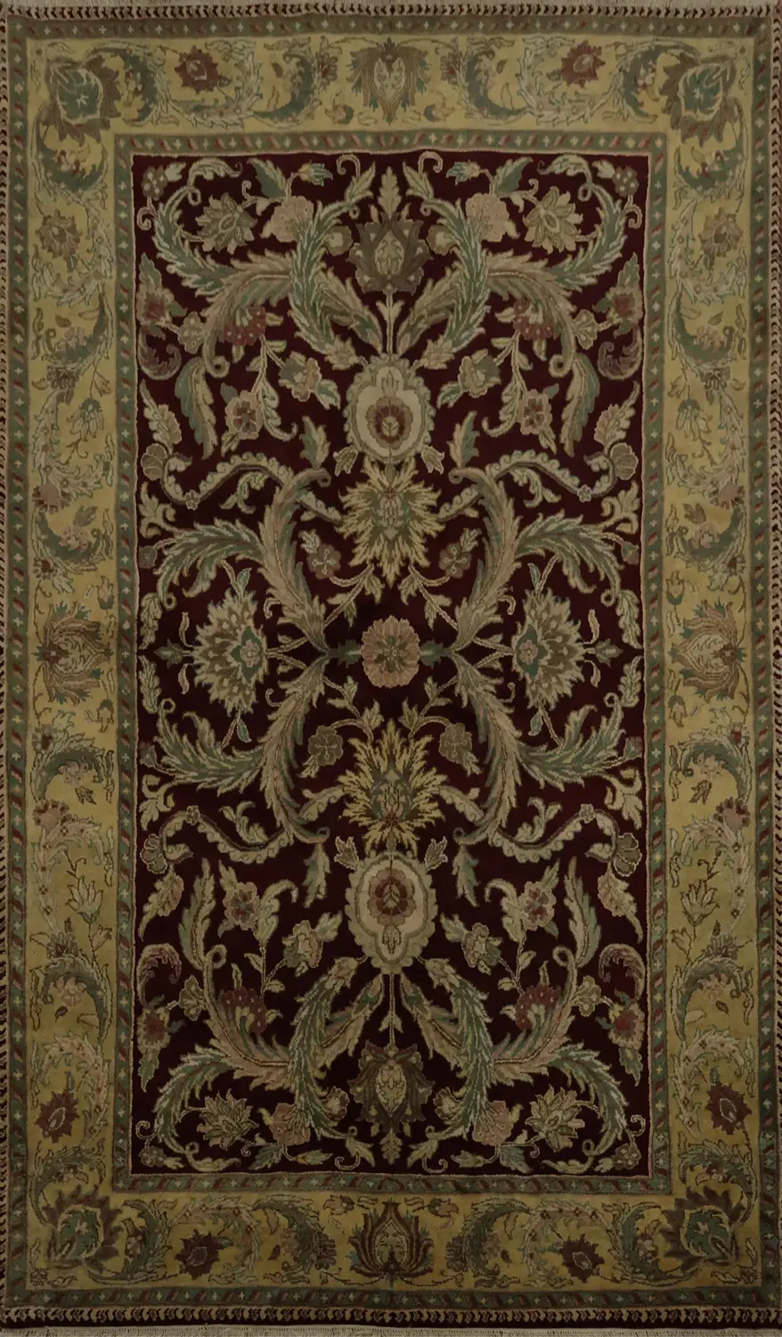 Ornate Burgundy and Gold Classic Design Agra Area Rug