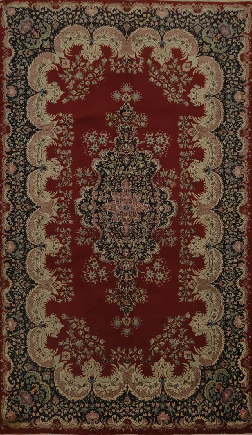 Elegant Red and Beige Kashmar Persian Rug 6x9
