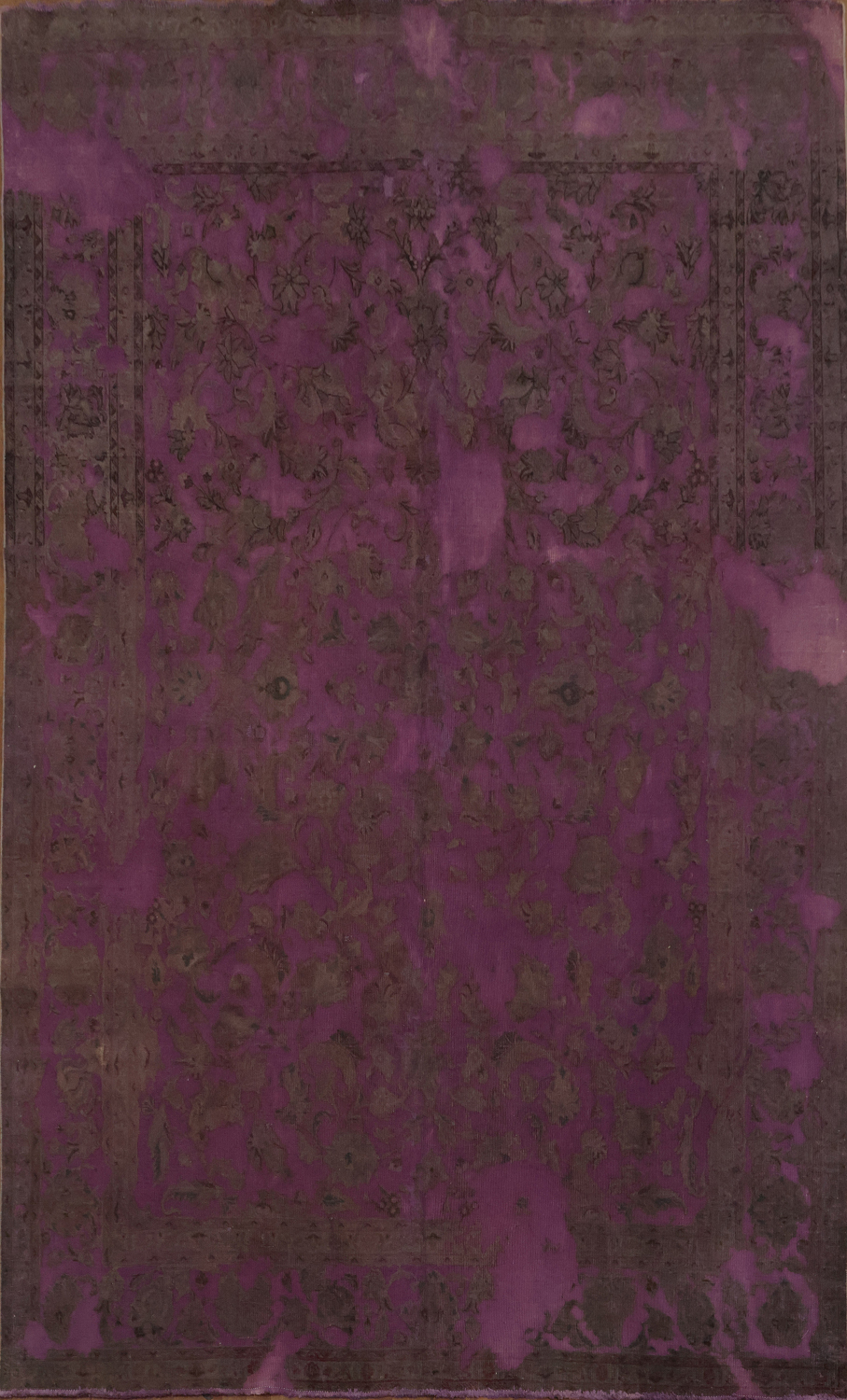 Over-Dyed Purple Vintage Rug with Exquisite Floral Patterns 10x13